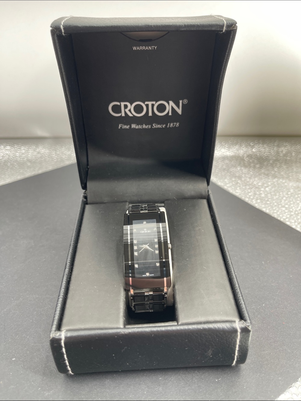 Croton Diamond Dial Tungsten Ceramic Watch